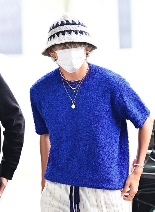 Beige Geometric Pattern Knitted Hat | Taehyung – BTS