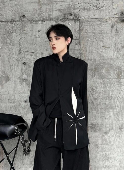 Black Flower Cut-Out Suit Blazer| Kai – Exo