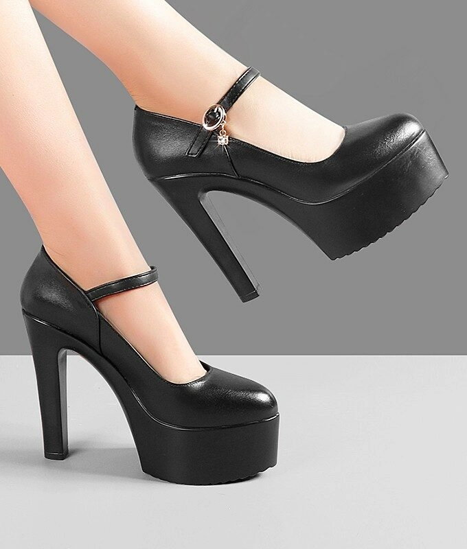 Black Mary Jane Faux Leather Heels | Jennie - BlackPink