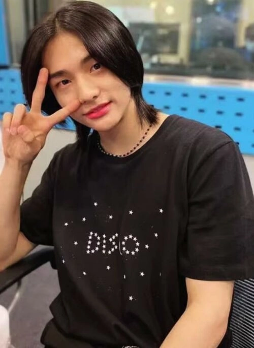 Black Starry Disco Printed T-Shirt | Hyunjin - Stray Kids