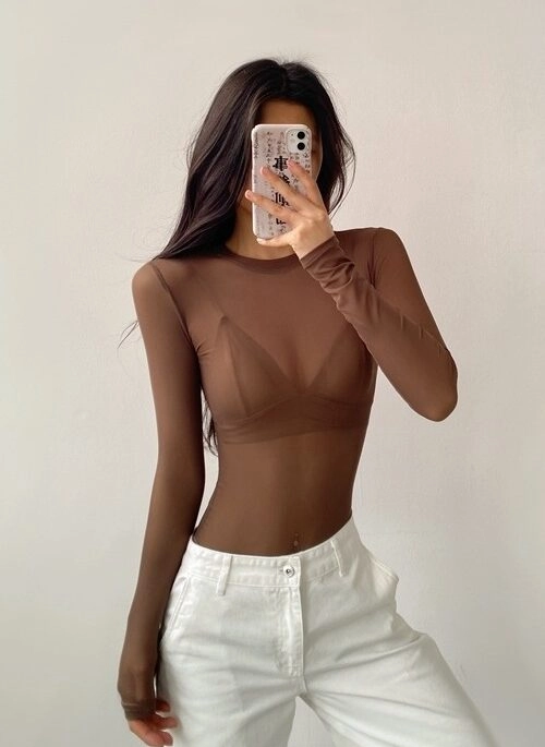 Brown Sheer Bodysuit | Jennie – BlackPink