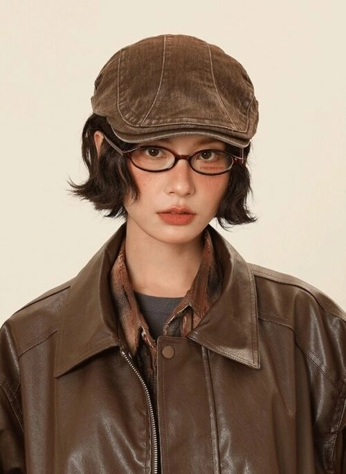 Brown Washed Newsboy Hat | Ryujin – ITZY