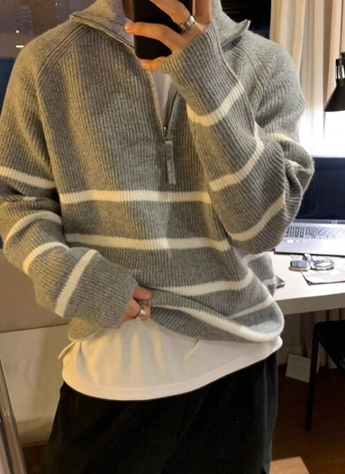 Cozy Striped Knit Pullover Sweater