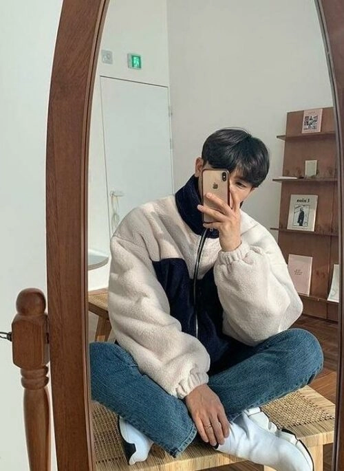 [WHO.A.U] Denim Varsity Jacket / 韓国発 Denim Varsity Jacket - 후아유닷컴