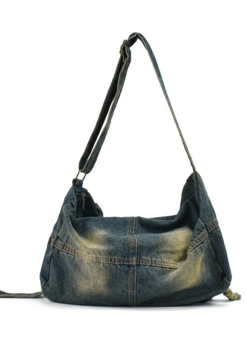 Dark Blue Washed Denim Shoulder Bag | Solar – Mamamoo