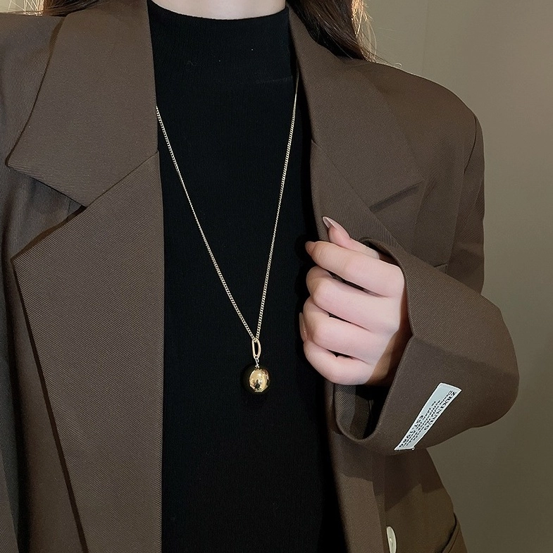 Gold Ball Pendant Long Necklace | Lisa - BlackPink - Fashion