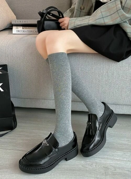 Grey Knee High Casual Socks | Taemin - SHINee