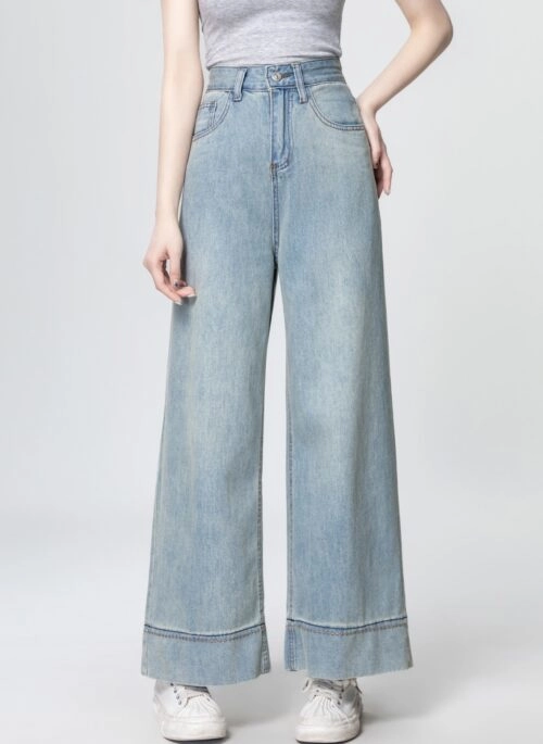 Light Blue High Waist Wide Leg Jeans