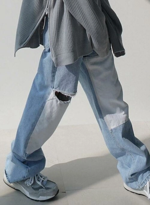 Loose Fit Patchwork Jeans