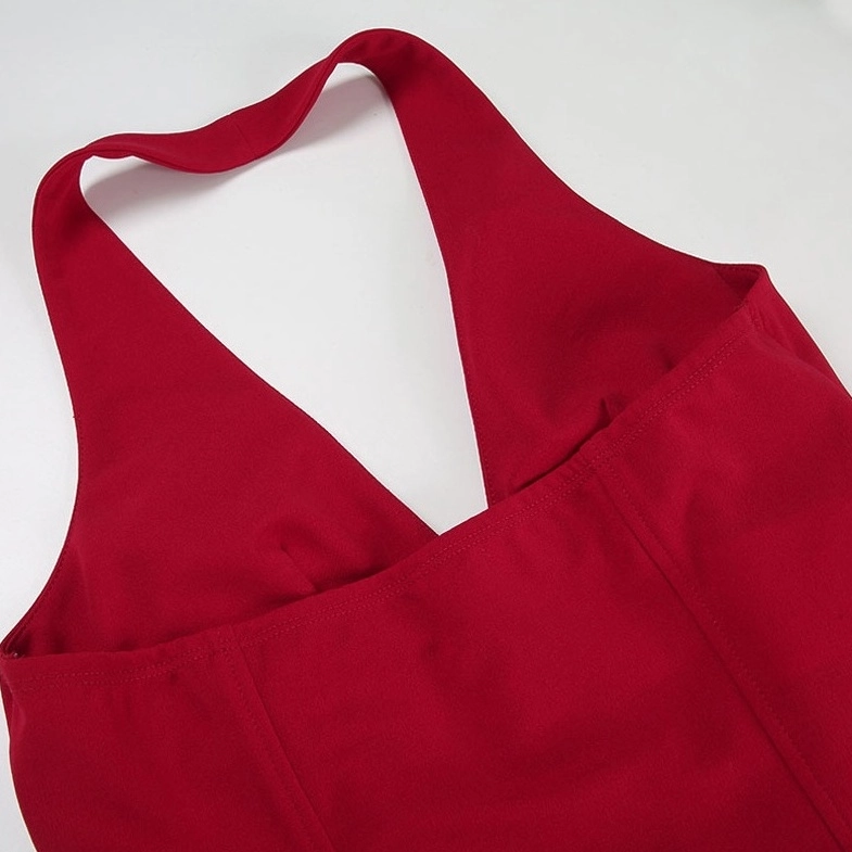 Red Zip-Up Corset Halter Top | Jennie - BlackPink - Fashion