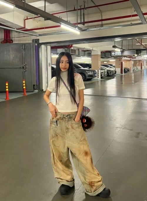 Retro Blue Stained Worn-Out Jeans | Rose - BlackPink
