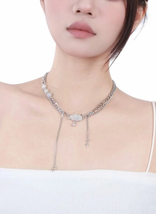 Silver Cloud & Star Layered Necklace | Changbin – Stray Kids