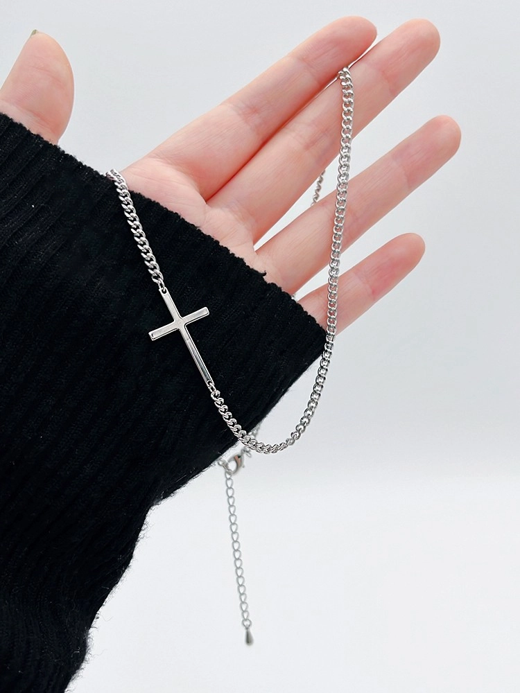 Silver Cross Pendant Minimalist Necklace | J-Hope - BTS