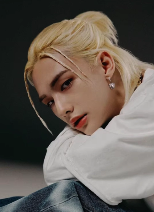 Silver Crystal Embellished Heart Earrings | Hyunjin – Stray Kids