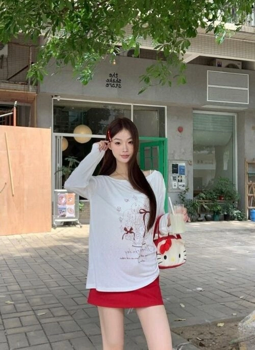Summer Ootd White Off Shoulder Long Sleeve Top