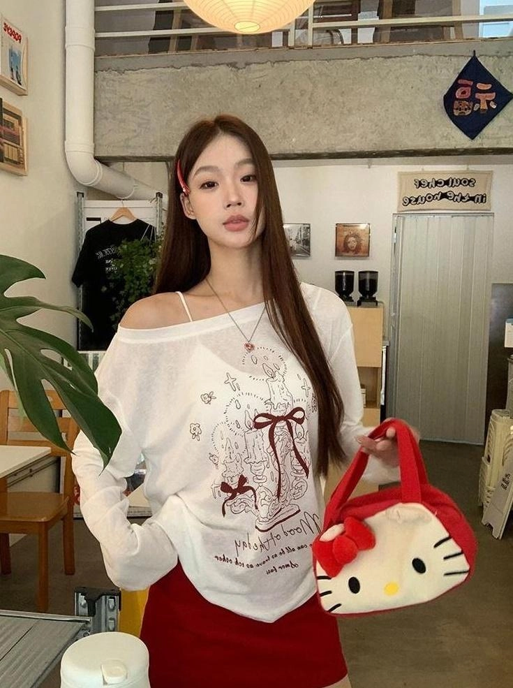 Tシャツ・カットソー Polysooem : 25SS / LONG OFF-SHOULDER SWEATER (3COLORS) Amazon.com: SOLY HUX Women's Plus Size Long Sleeve Off The