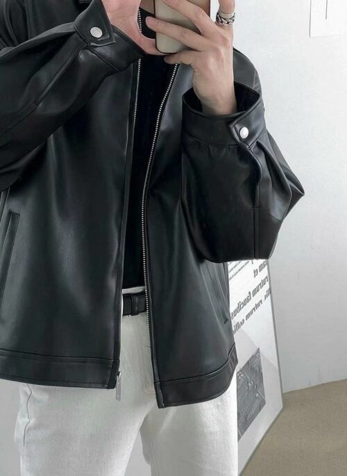 Trendy Pu Leather Casual Jacket