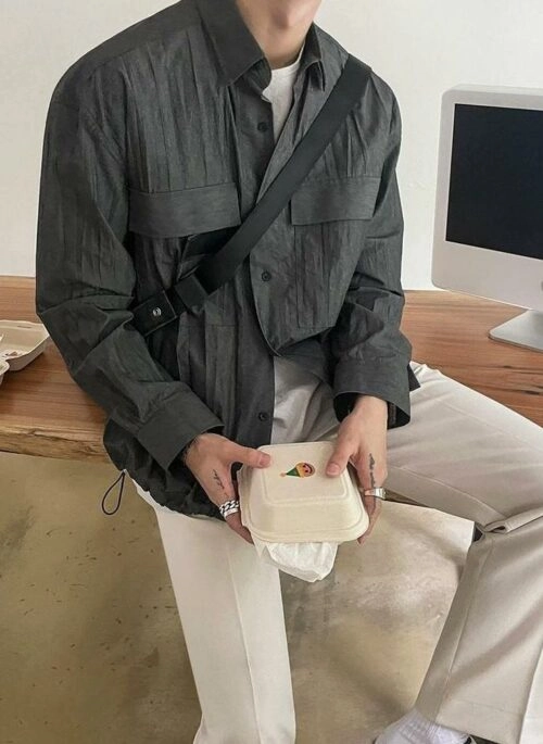 Vintage Linen Workwear Jacket Shirt