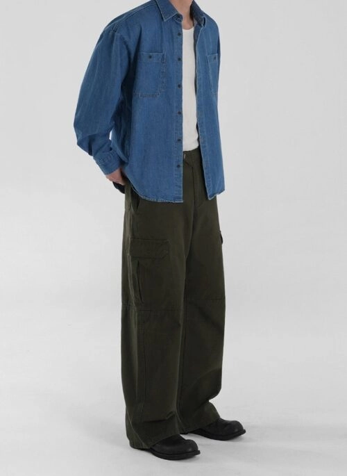 Vintage Loose Fit Utility Trousers Korean Style