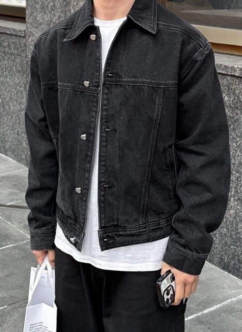 Vintage Washed Denim Jacket Retro Style