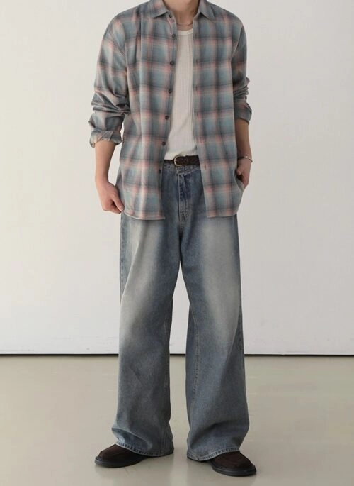Vintage Washed Loose Straight Jeans