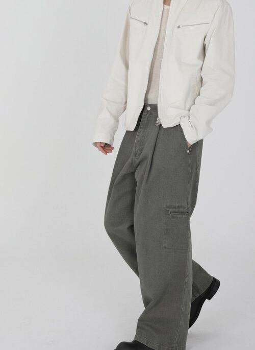 Vintage Washed Loose Straight Jeans