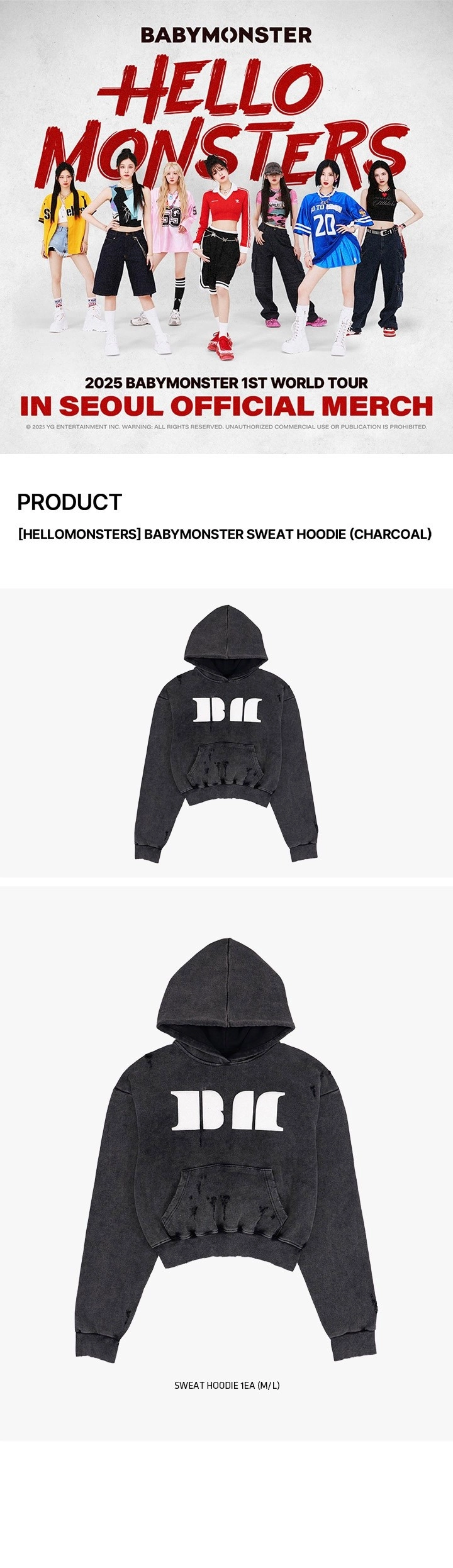 BABYMONSTER ワルツ HELLO ZIP-UP HOODIE L ① BABYMONSTER - Hellomonsterstour Official MD Reversible