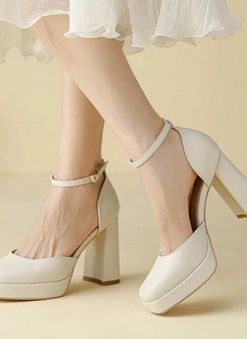 Beige Block Heels Mary Jane Shoes | Do Do Hee - My Demon