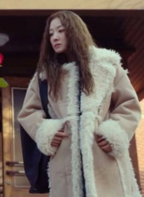 Beige Winter Fur Suede Coat | Ji Kang Hee – Motel California