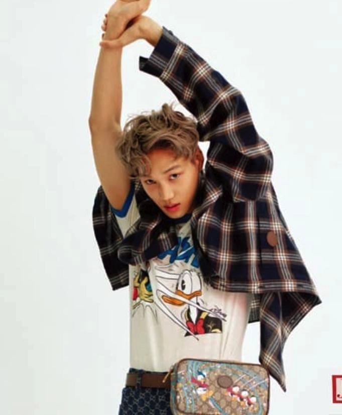 EXO チェックシャツ KAI カイ L Black And Red Grid Plaid Shirt | Kai - EXO - Fashion Chingu
