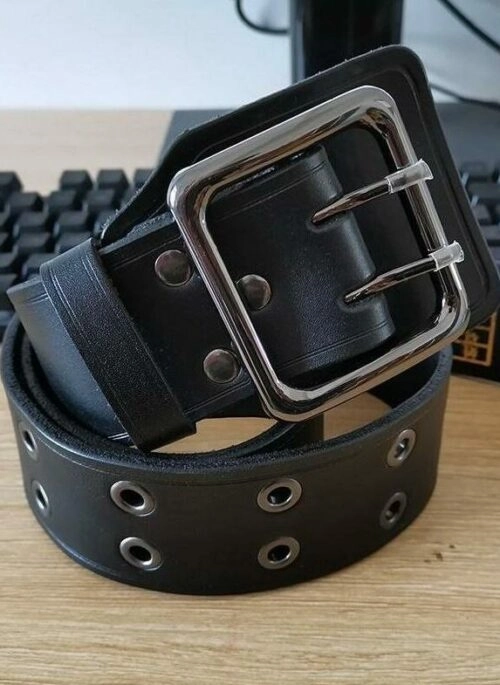 Black Double Layer Eyelet Belt | Jin – BTS