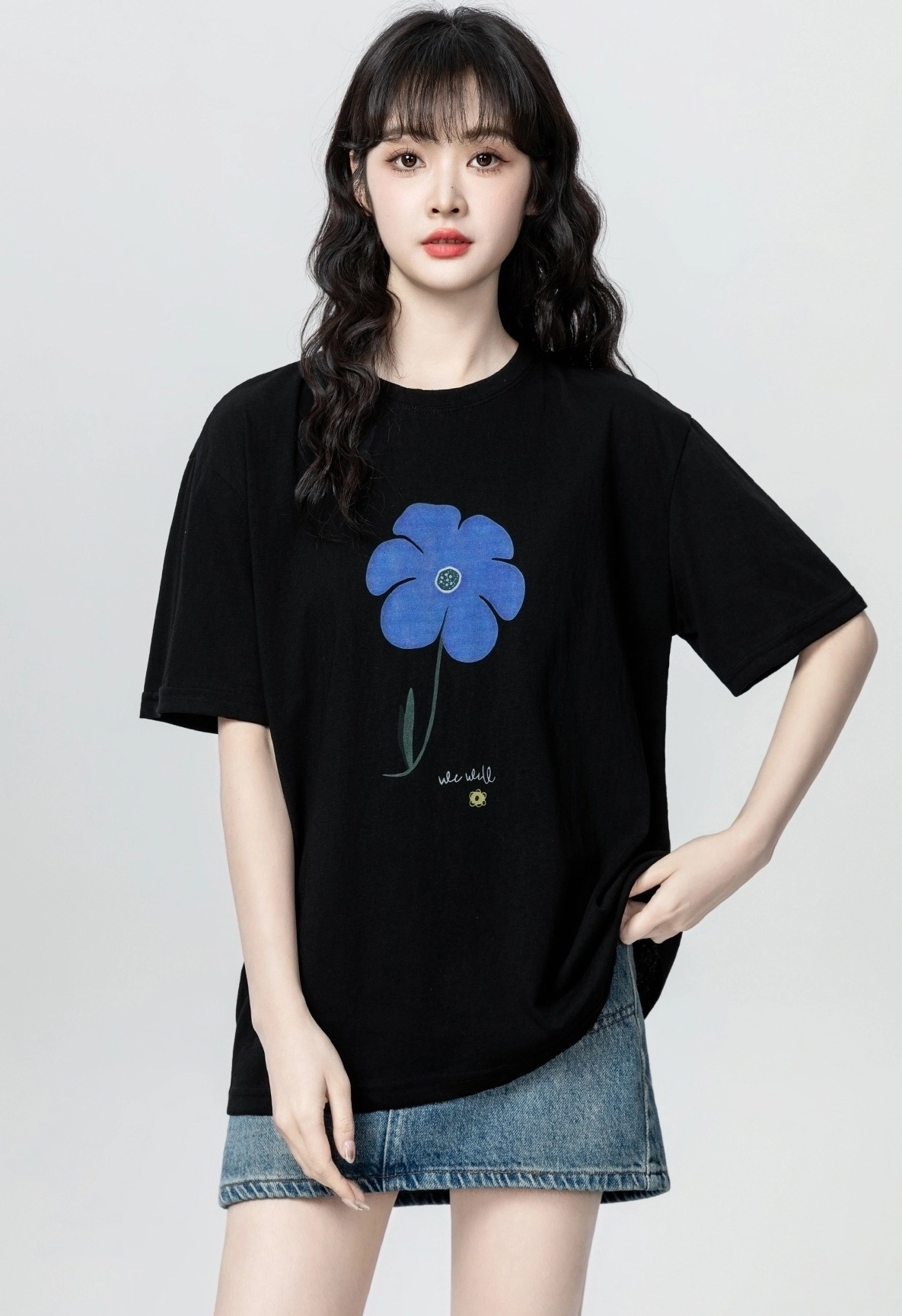 Black Floral Print Casual Short Sleeve T Shirt - Fashion Chingu