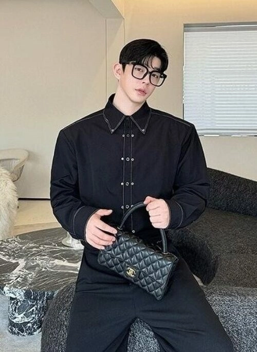 Black Triple Layer Button Long Sleeves Shirt | Jay – Enhypen