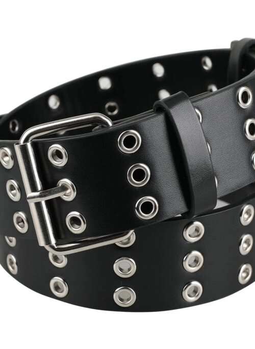 Black Triple Layer Eyelet Faux Leather Belt | Jin – BTS