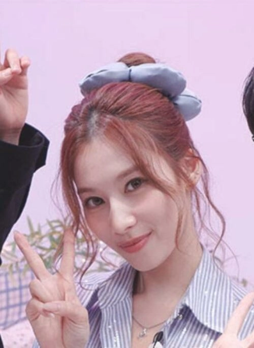Blue Large Cushion Flower Hair Tie | Sana - TWICE