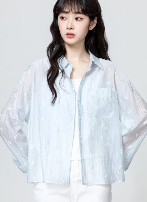 Blue Sun Protection Loose Long Sleeve Shirt Jacket