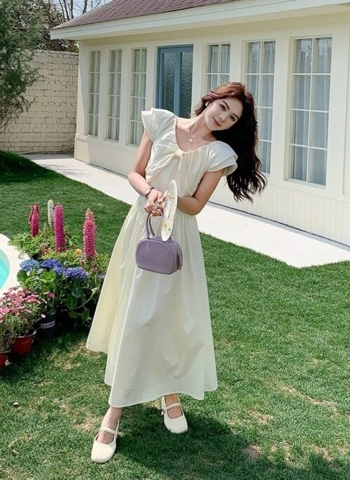 Elegant Flutter Sleeve A Line Midi Dress