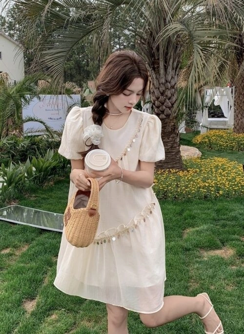 Yellow Floral Puff Sleeve Dress | Sana - Twice - Fashion Chingu