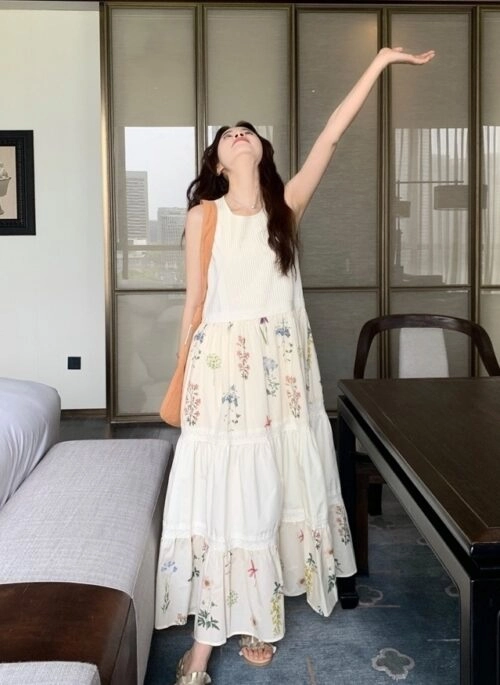Floral Sleeveless Vacation Maxi Dress