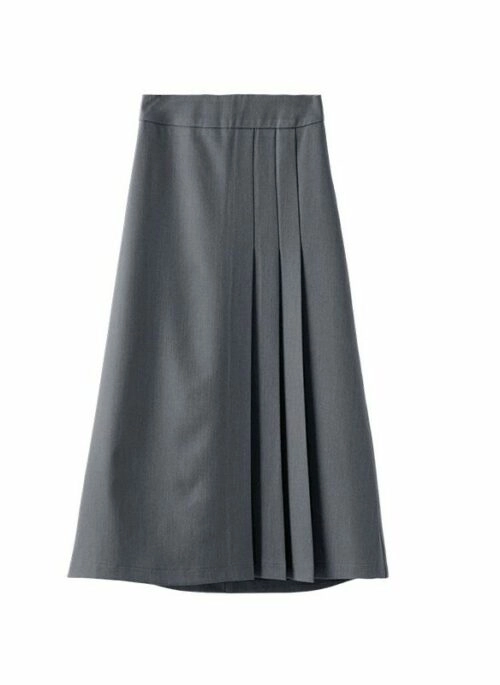 Grey Half Pleated Midi Skirt | Do Do Hee - My Demon