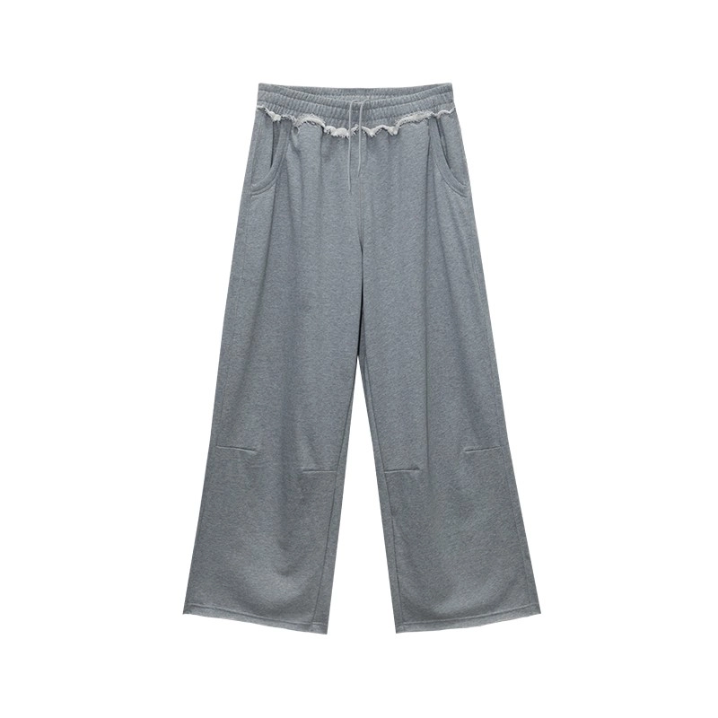 Grey Raw Edge Distressed Sweatpants | Jennie - BlackPink