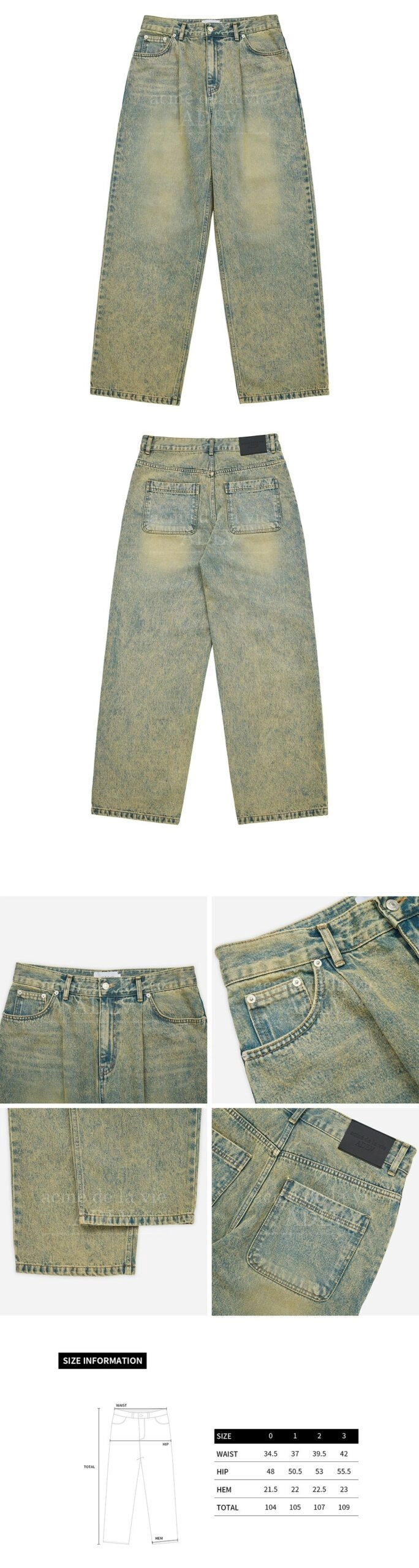【acme'de la vie】☆YELLOW BRUSH WASHING WIDE DENIM PANT.S ☆ACME DE LA VIE☆YELLOW BRUSH WASHING WIDE DENIM PANTS