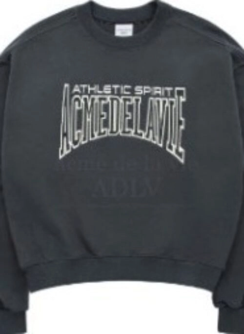 JEONGHAN x acme de la vie – Varsity Logo Embossing Needlework Womens Sweatshirt | Charcoal