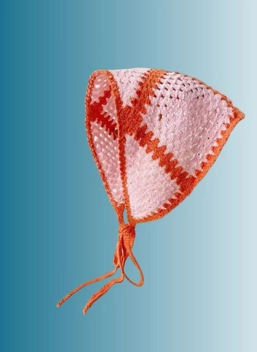 Pink Crocheted Tie Head Scarf | Wonyoung – IVE