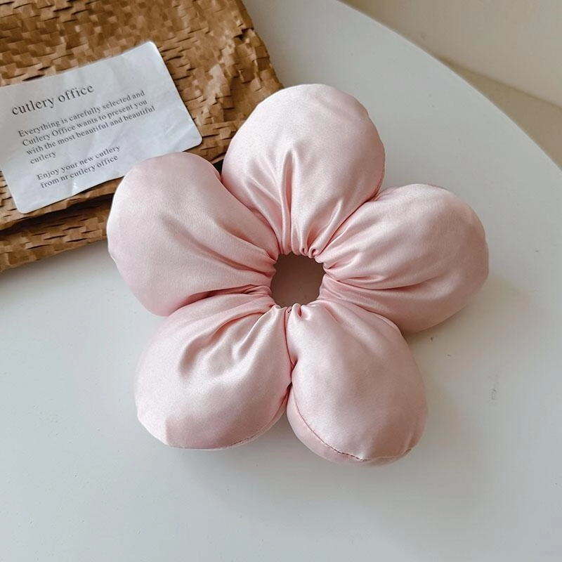 Pink Flower Hair Scrunchie | Juria - XG - Fashion Chingu