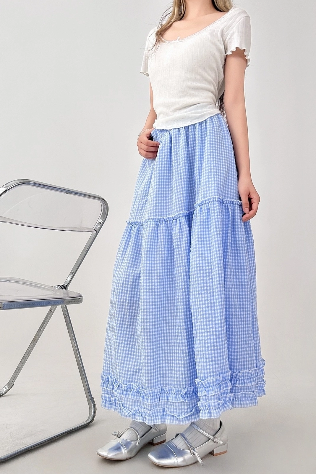 スカート Herlipto Windowpane Checked Volume Skirt HER LIP TO同型