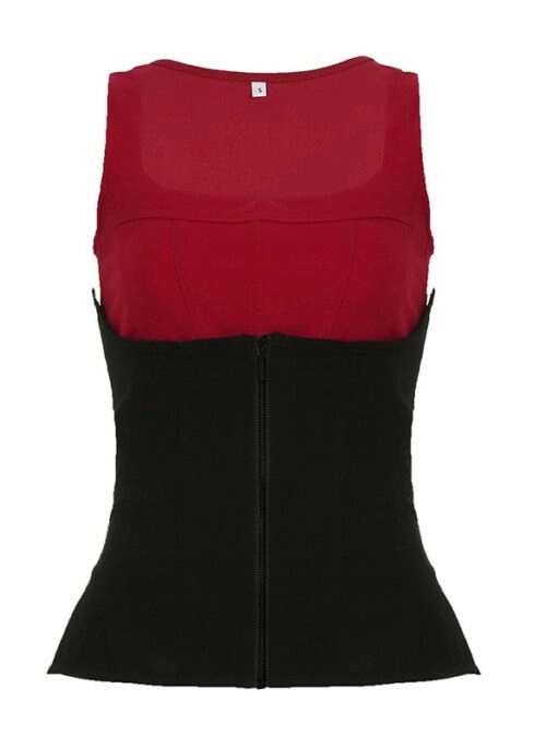 Red And Black Two-Piece Layered Corset Top | Jennie – BlackPink