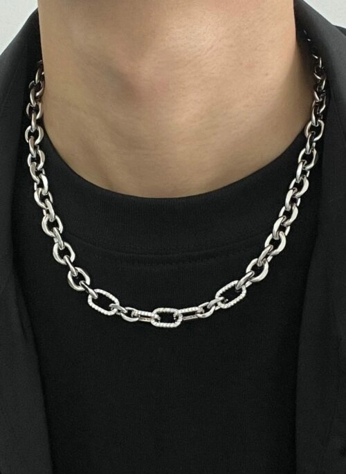 Silver Rhinestones Chain Necklace | Heeseung - Enhypen