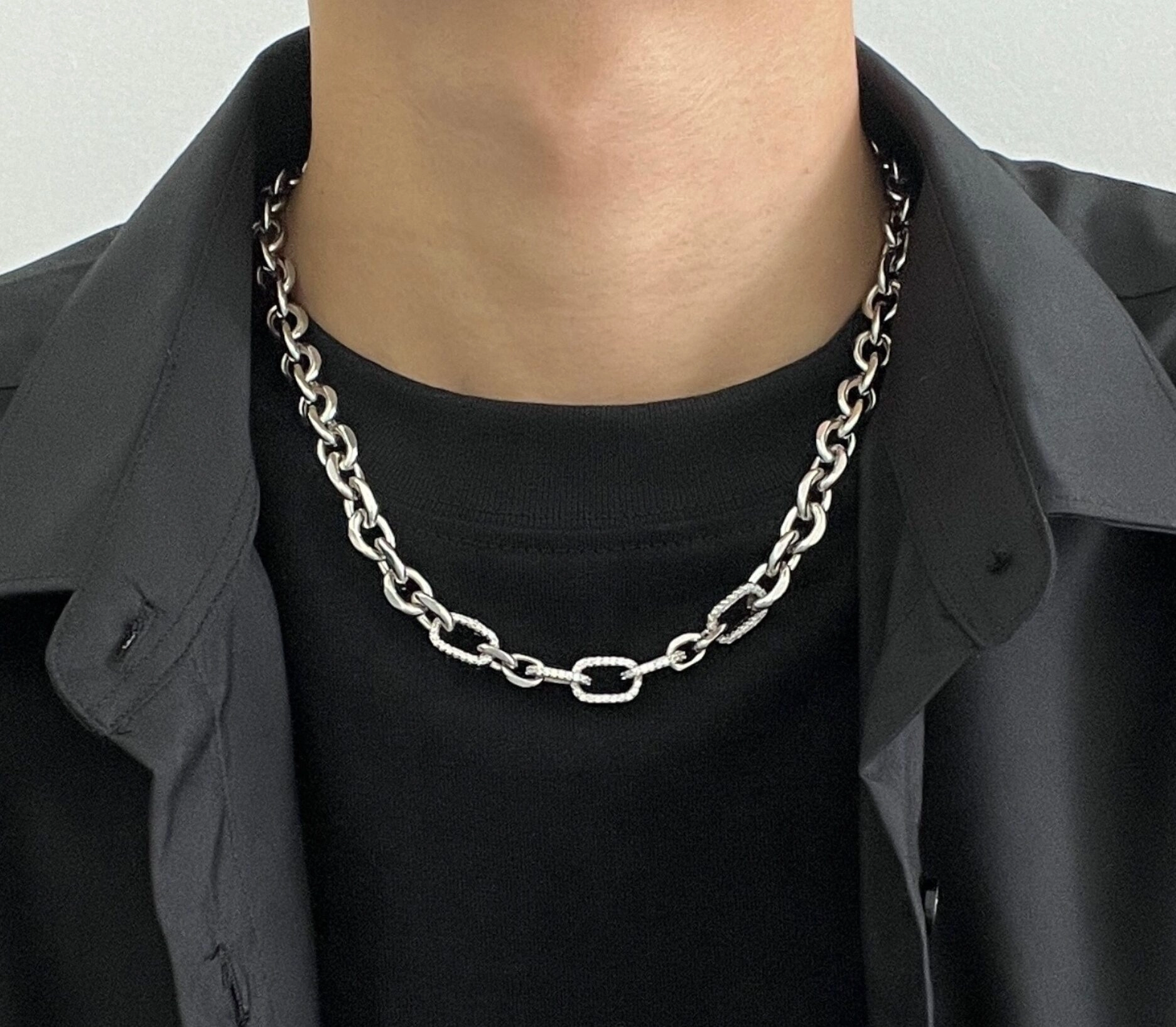 Silver Rhinestones Chain Necklace | Heeseung - Enhypen