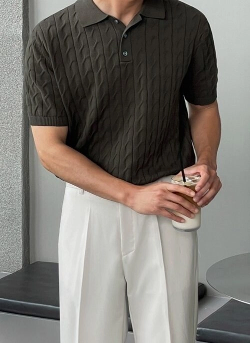 Summer Knit Loose Polo Shirt